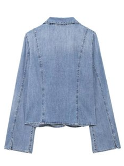 Jackets- Denim Tie-Front Jacket for Women- - Pekosa Women Fashion