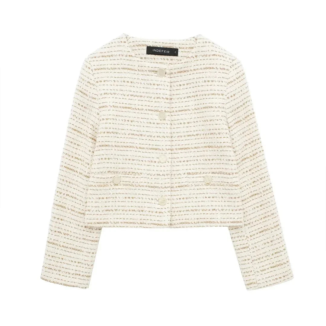 Jackets- Elegant Essentials Bouclé Jacket- Beige- Pekosa Women Fashion