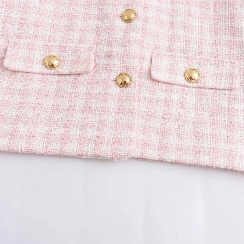 Jackets - Elegant Tweed Jacket Outwear Buttoned Blazer