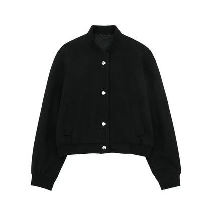 Jackets- Cropped Jacket for Day to Evening Wear- Black- Pekosa Women Fashion