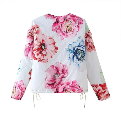 Jackets- Floral Print Casual Jacket for Every Occasion- - Chuzko Women Clothing