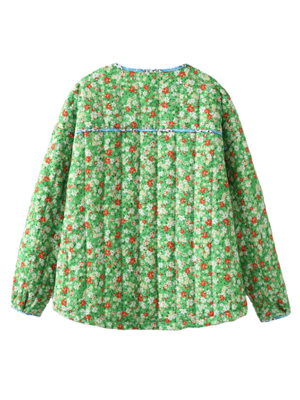 Jackets - Floral Print Wrap Cotton Jacket