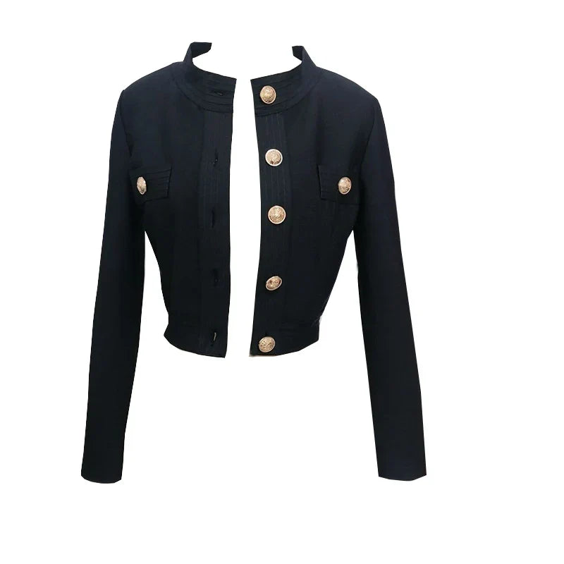 Jackets- Women's Cropped Jacket in Golden Hues- - Pekosa Women Fashion