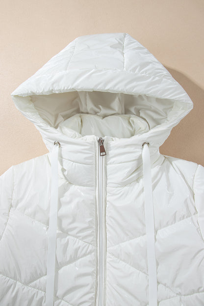 Jackets - Hooded Puffer Zip-Up Jacket Hip-Length Coat