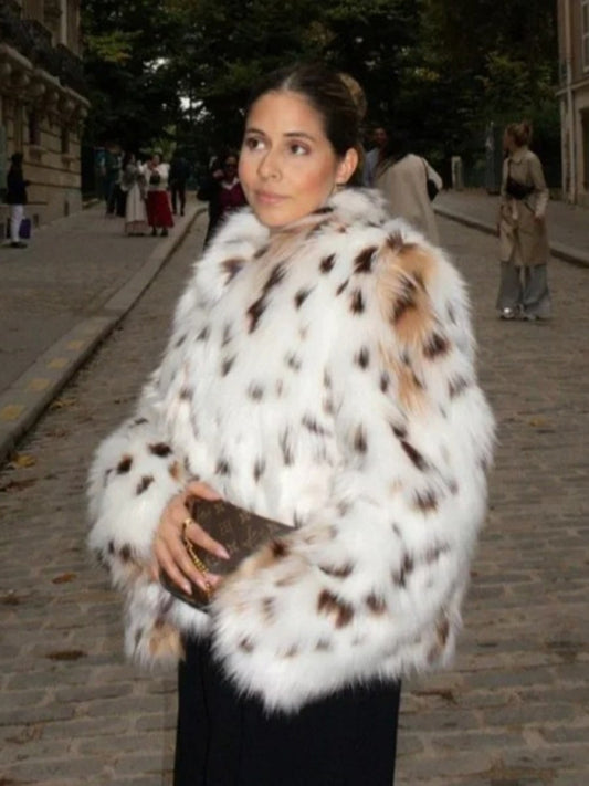 Jackets - Leopard Faux Fur Jacket for Women