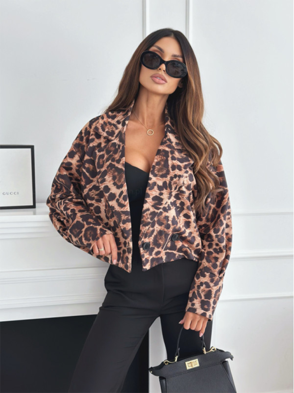 Jackets - Leopard Print Business Blazer Work Jacket