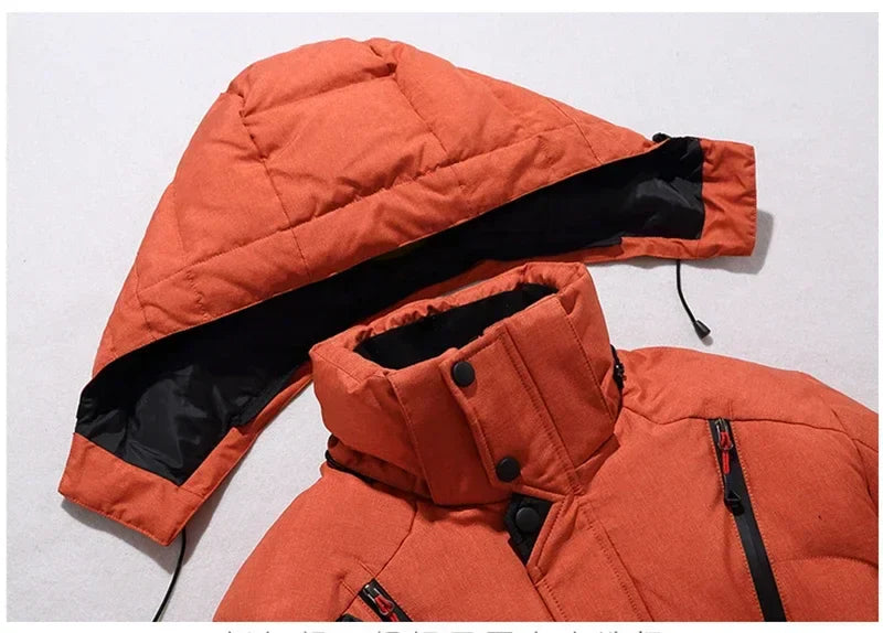 Men's Heavy-Duty Outdoor Winter Jacket with Detachable Hood