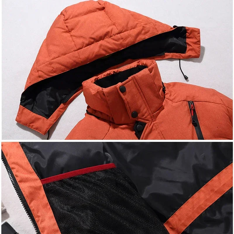 Men's Heavy-Duty Outdoor Winter Jacket with Detachable Hood