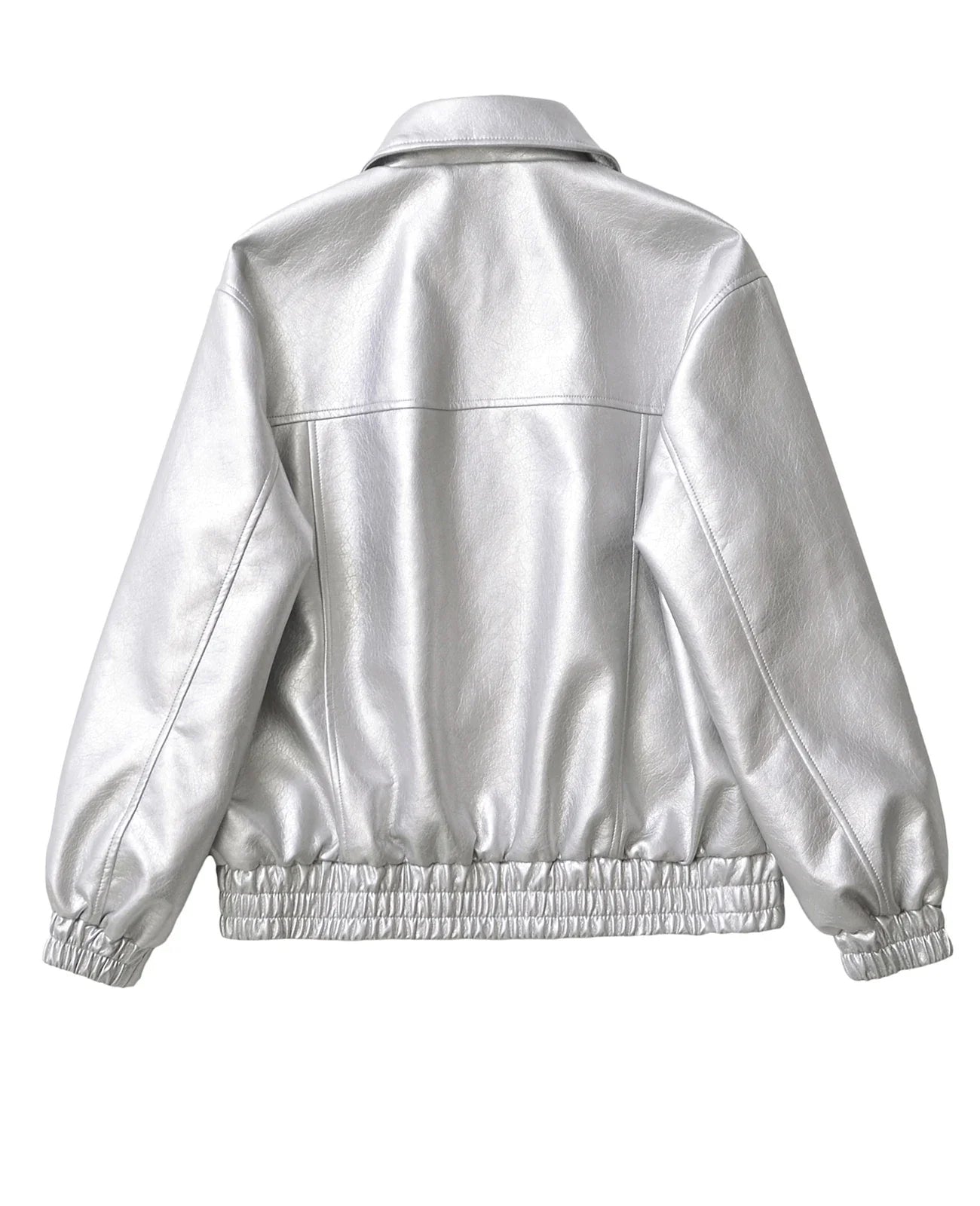 Jackets- Metallic Moto Women's Faux-Leather Jacket- - Chuzko Women Clothing