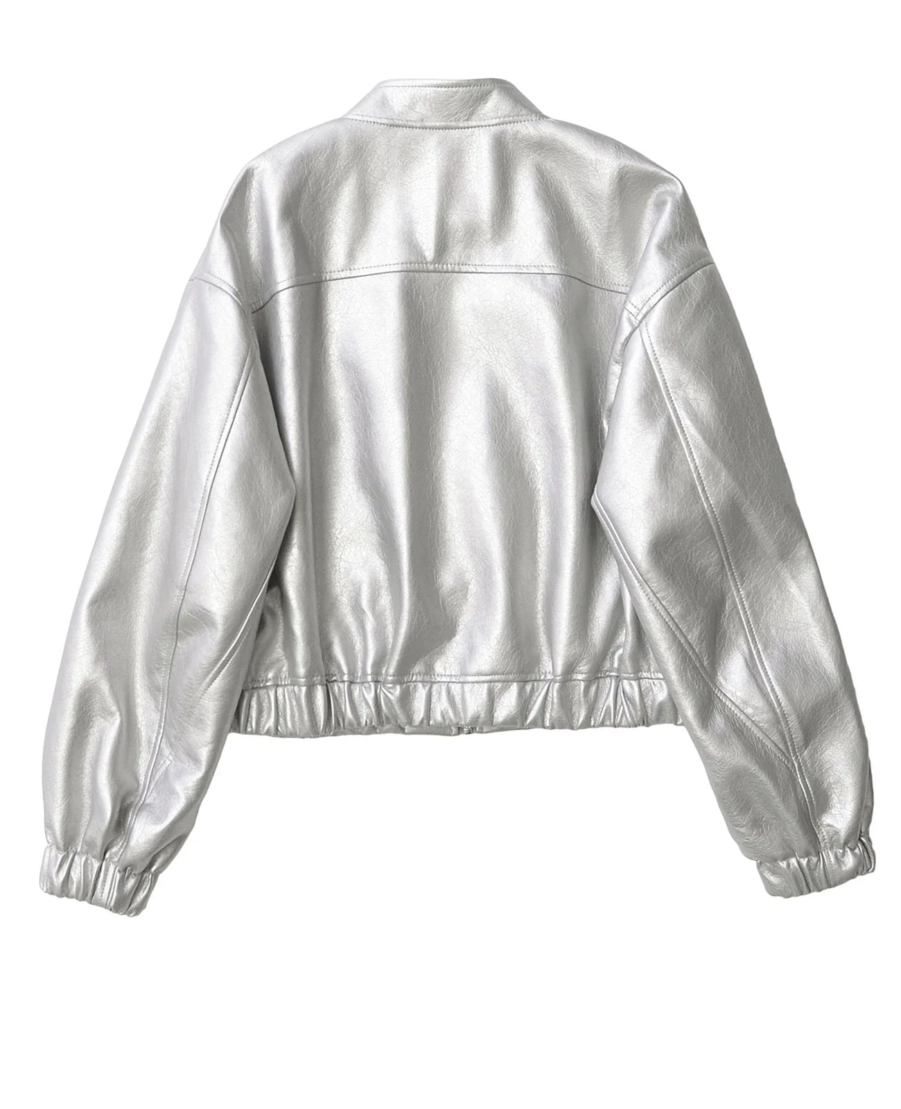 Jackets- Metallic Moto Women's Faux-Leather Jacket- - Chuzko Women Clothing