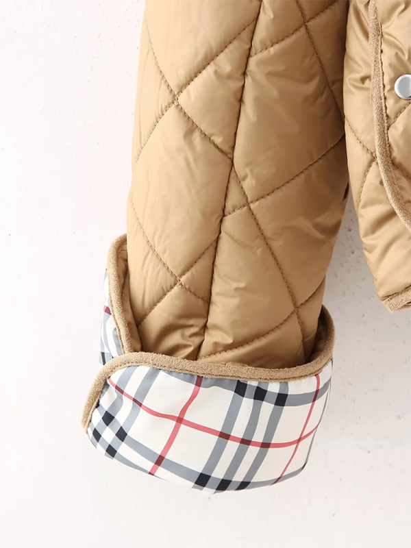 Jackets - Modern Quilted Coat with Plaid Lining