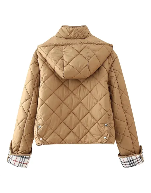 Jackets - Modern Quilted Coat with Plaid Lining