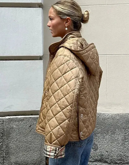 Jackets - Modern Quilted Coat with Plaid Lining