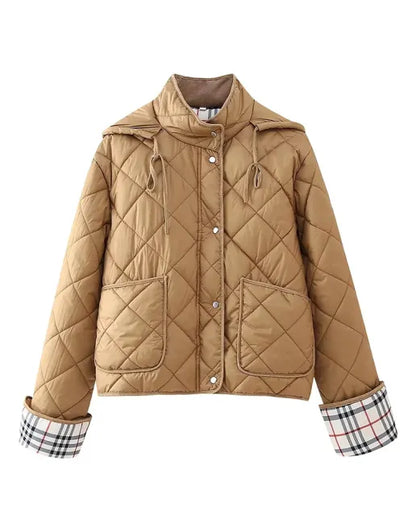 Jackets - Modern Quilted Coat with Plaid Lining