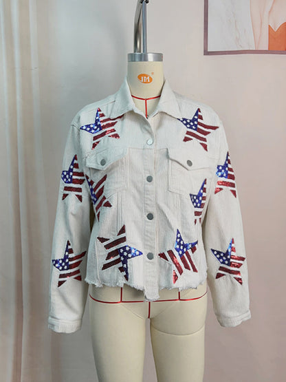 Veste en velours côtelé scintillant American Pride pour le jour de l'indépendance