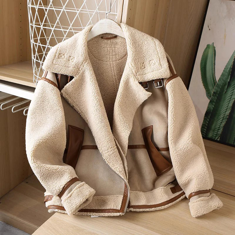 Jackets- Sherpa-Lined Winter Jacket for Cozy Evenings- - Pekosa Women Fashion