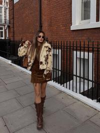 Jackets - Spotted Faux Fur Jacket – Women Winter Wear