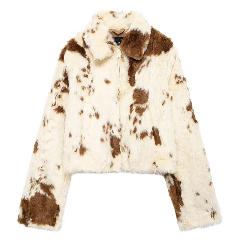 Jackets - Spotted Faux Fur Jacket – Women Winter Wear