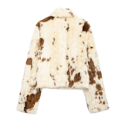 Jackets - Spotted Faux Fur Jacket – Women Winter Wear