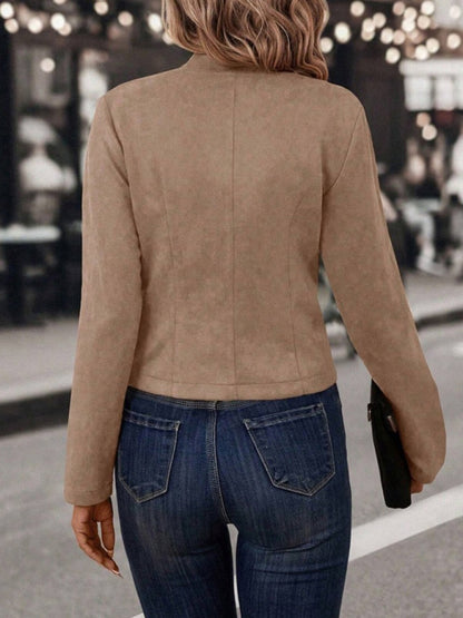 Jackets - Structured Cropped Faux Suede Jacket