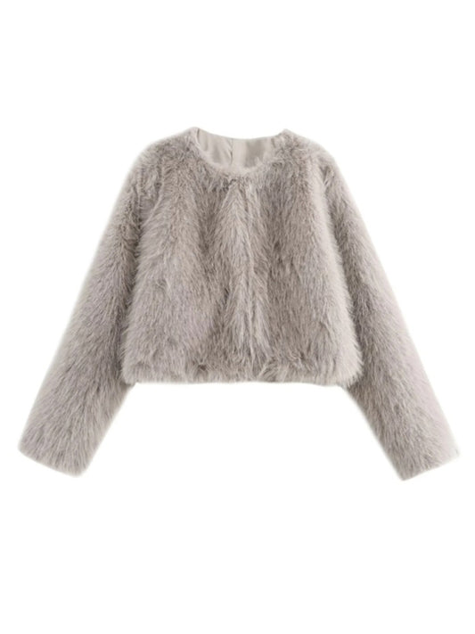 Jackets - Trendy Women's Faux Fur Cropped Jacket