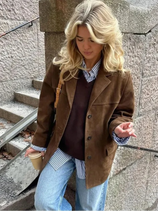 Jackets - Vintage Business Casual Faux Suede Coat