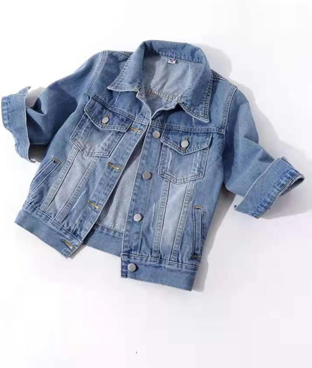 Jackets- Women Boxy Denim Jacket with 3/4 Sleeves- - Pekosa Women Fashion