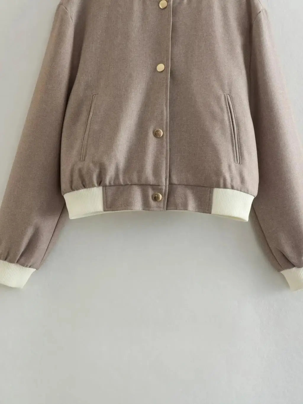 Jackets- Women Cropped Jacket with Gold-Tone Accents- - Pekosa Women Fashion