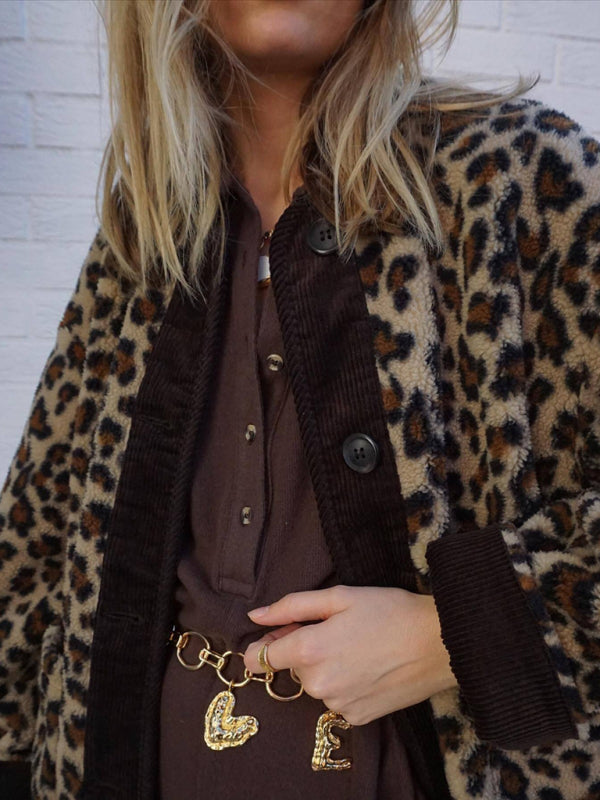 Women's Oversized Plush Leopard Jacket Cardigan