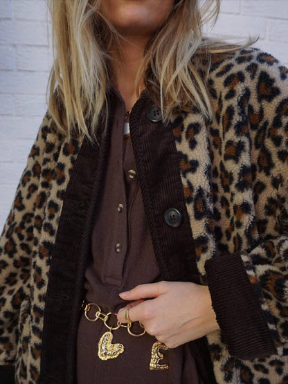 Women's Oversized Plush Leopard Jacket Cardigan