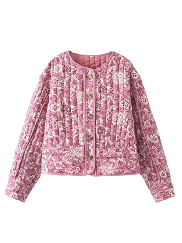 Jackets - Women's Quilted Cozy Jacket with Pink Trim