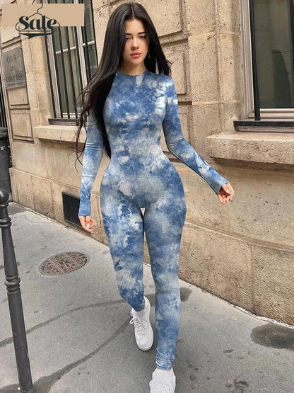 Jumpsuits - Cloud Tie-Dye Jumpsuit Women Full Unitard