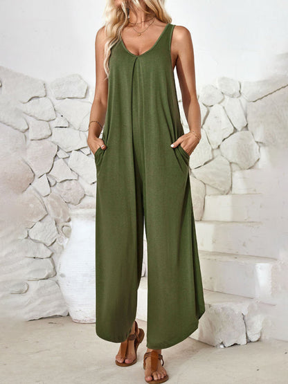 Locker sitzender Tank-Playsuit für den Sommer – einfarbiger Jumpsuit für Damen