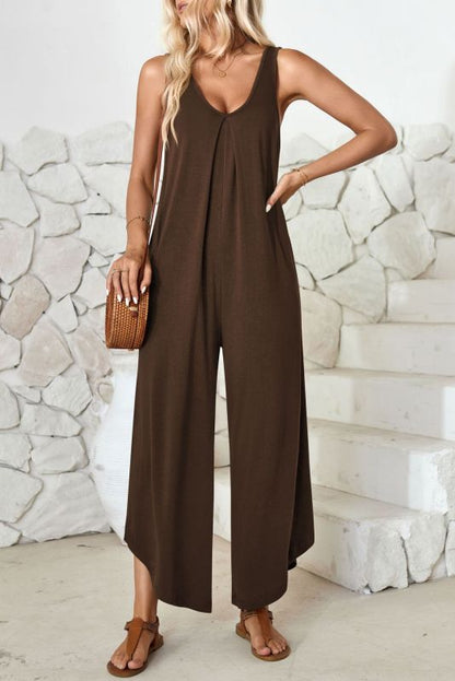 Loose Fit Tank Playsuit for Summer - Women's Solid Jumpsuit