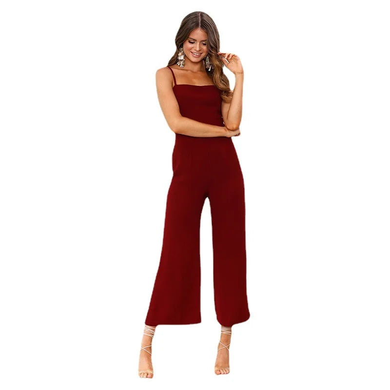 Jumpsuits - Minimalist Monochrome Pantsuit for Women Casual Jumpsuit