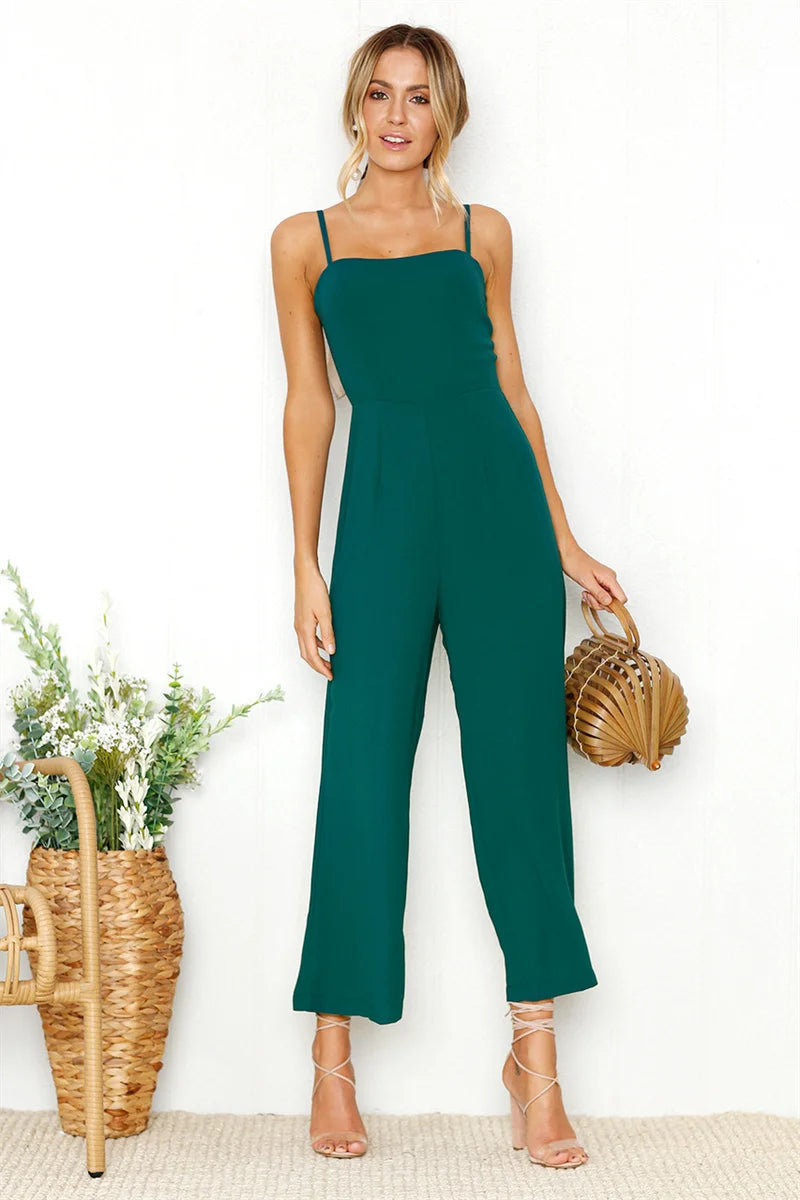 Jumpsuits - Minimalist Monochrome Pantsuit for Women Casual Jumpsuit