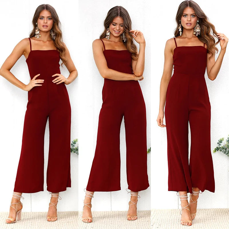 Jumpsuits - Minimalist Monochrome Pantsuit for Women Casual Jumpsuit