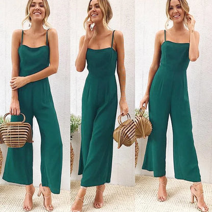 Jumpsuits - Minimalist Monochrome Pantsuit for Women Casual Jumpsuit