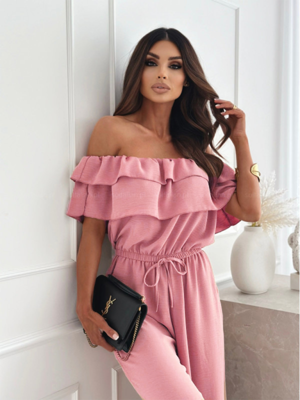 Jumpsuits - Off-Shoulder Playsuit Ruffle Wide-Leg Jumpsuit