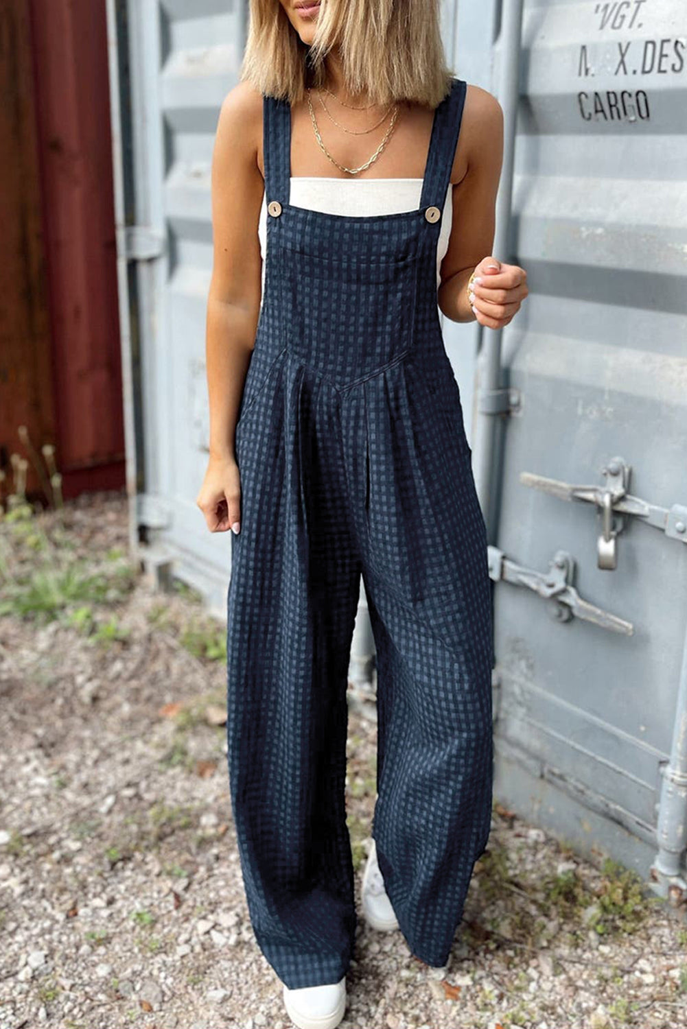 Jumpsuits & Rompers - Plaid Cotton Overalls Checkered Bib Pants