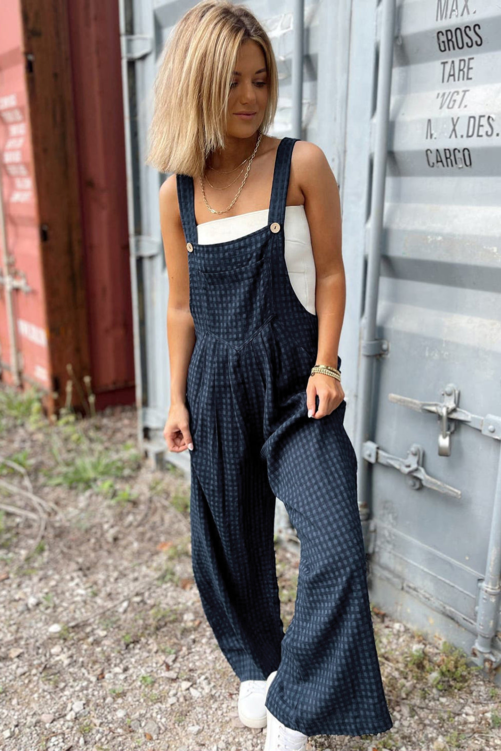 Jumpsuits & Rompers - Plaid Cotton Overalls Checkered Bib Pants