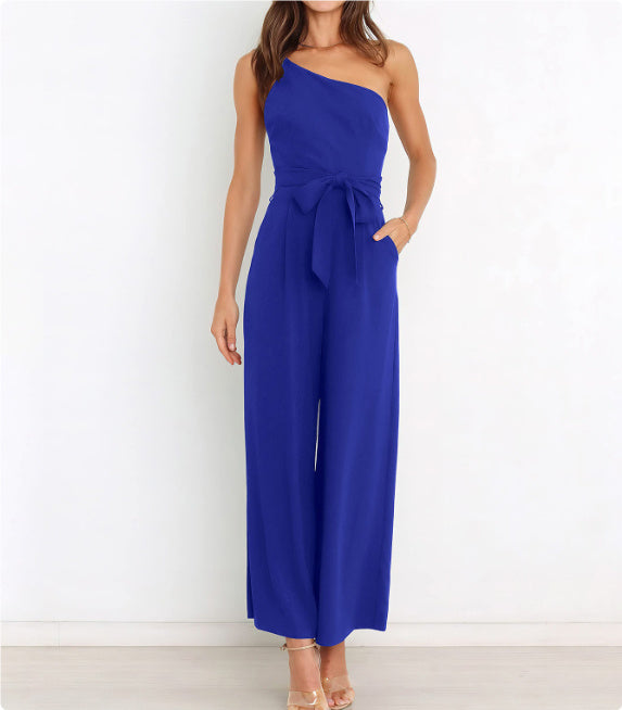 Jumpsuits - "Wide-Leg Belted Jumpsuit for Elegant Evenings"