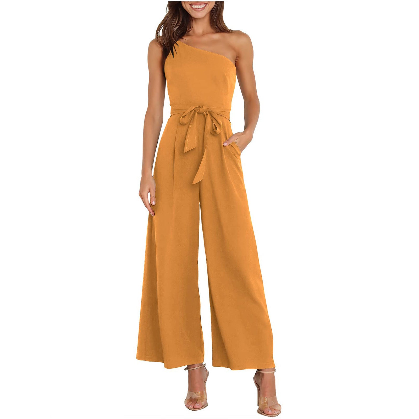 Jumpsuits - "Wide-Leg Belted Jumpsuit for Elegant Evenings"