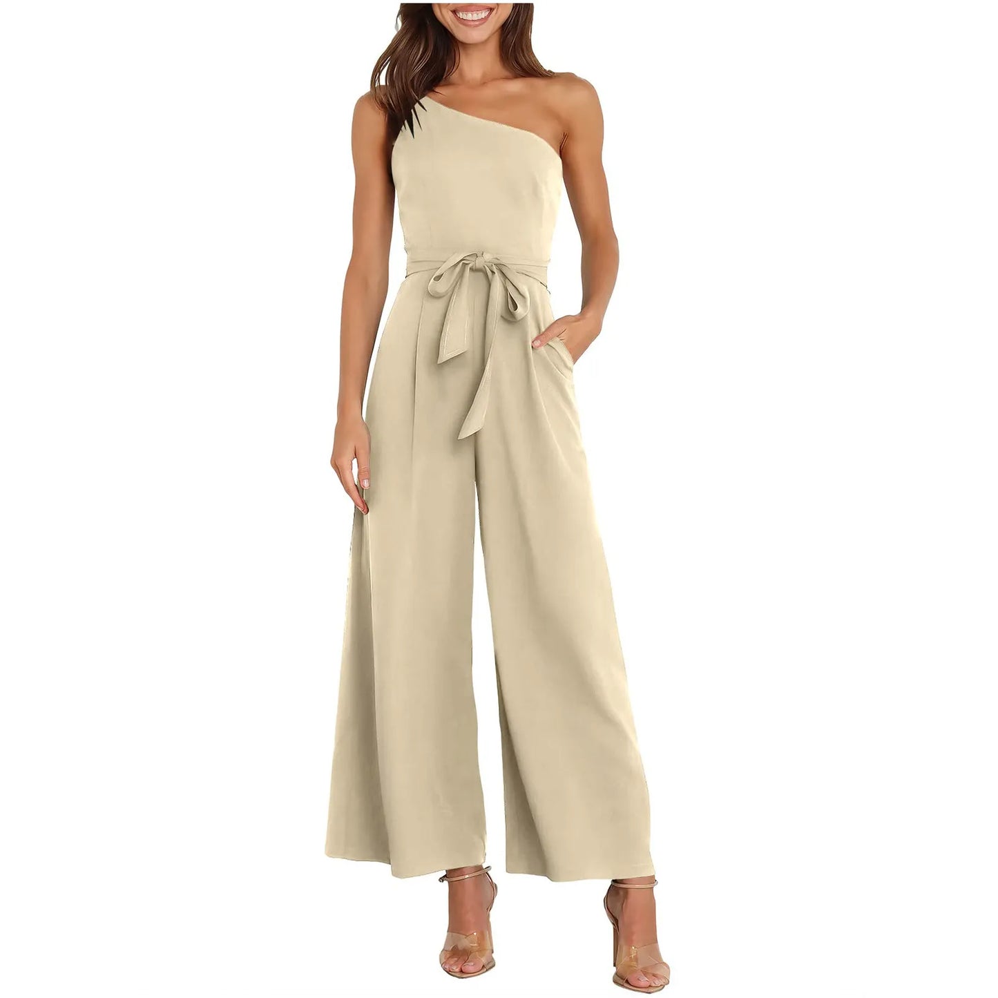 Jumpsuits - "Wide-Leg Belted Jumpsuit for Elegant Evenings"