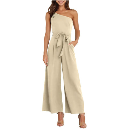 Jumpsuits - "Wide-Leg Belted Jumpsuit for Elegant Evenings"