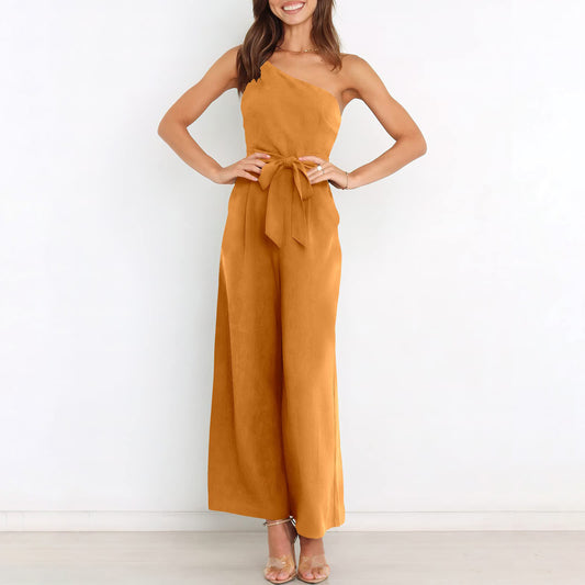 Jumpsuits - "Wide-Leg Belted Jumpsuit for Elegant Evenings"