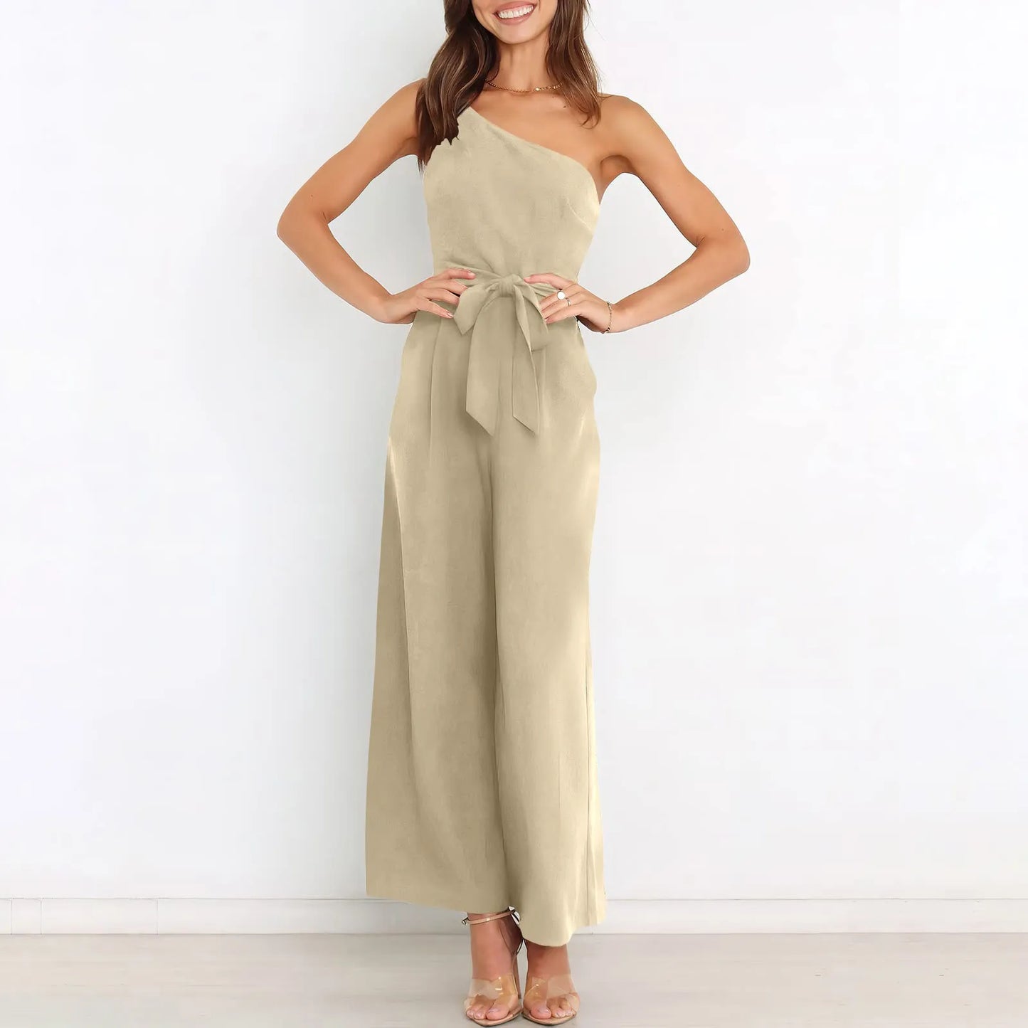 Jumpsuits - "Wide-Leg Belted Jumpsuit for Elegant Evenings"