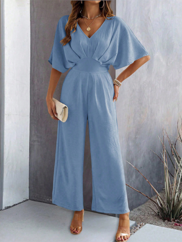 Eleganter Jumpsuit mit weitem Bein und Fledermausärmeln für Damen