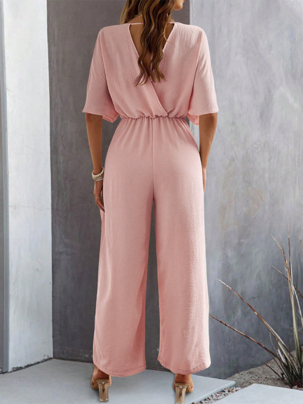 Women Elegant Batwing Sleeve Wide-Leg Jumpsuit