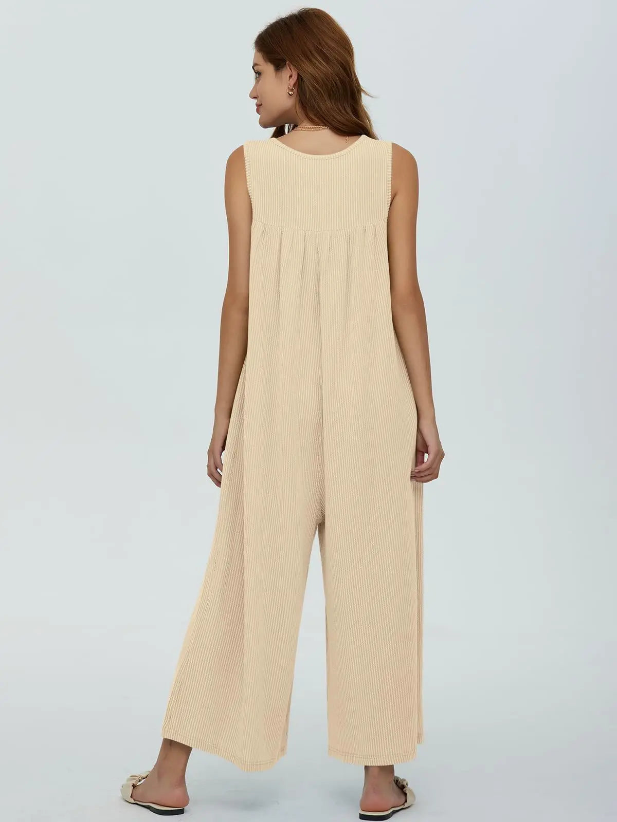 Jumpsuits- Women Textured Relaxed Fit Jumpsuit for Loungewear- - Chuzko Women Clothing